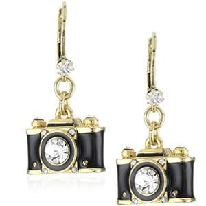 Black Camera Drop Earrings