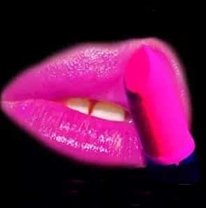 Glow  Lipstick - This is hot pink fluorescent UV Neon Black Light Lipstick. Glows in UV light. Looks dramatic. Awesome way to glow in a party. Glamorous gift for stylish women