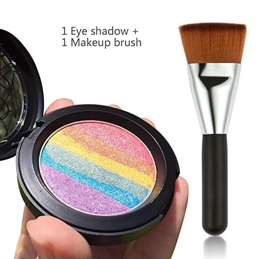 Rainbow Eyeshadow Makeup: Decorate your eyelids in rainbow hues by using rainbow eyeshadow makeup. Easy to apply, remove by soap & water. Beauty gift idea for fashion conscious women