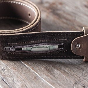 hidden pocket leather belt