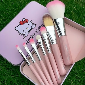 Hello Kitty 7 Makeup Foundation Powder Eyeshadow Brushes Set - Girly makeup gift set for her