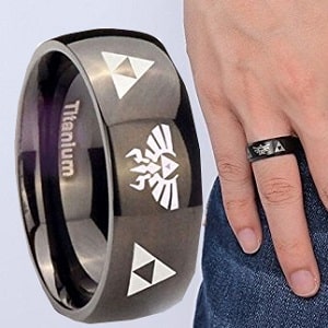 Legend of Zelda Titanium Steel Triforce Costume Ring Black