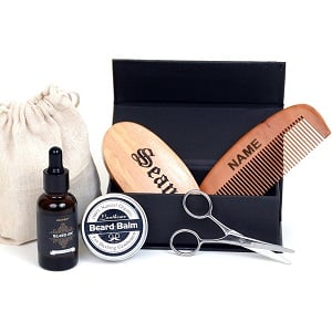 Beard grooming kit with customized name