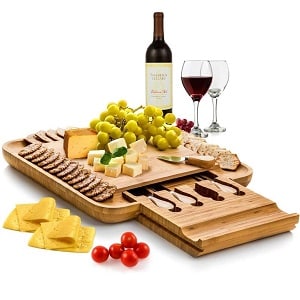 Bamboo Cheese Board & Cutlery Set - Foodie Anniversary gifts