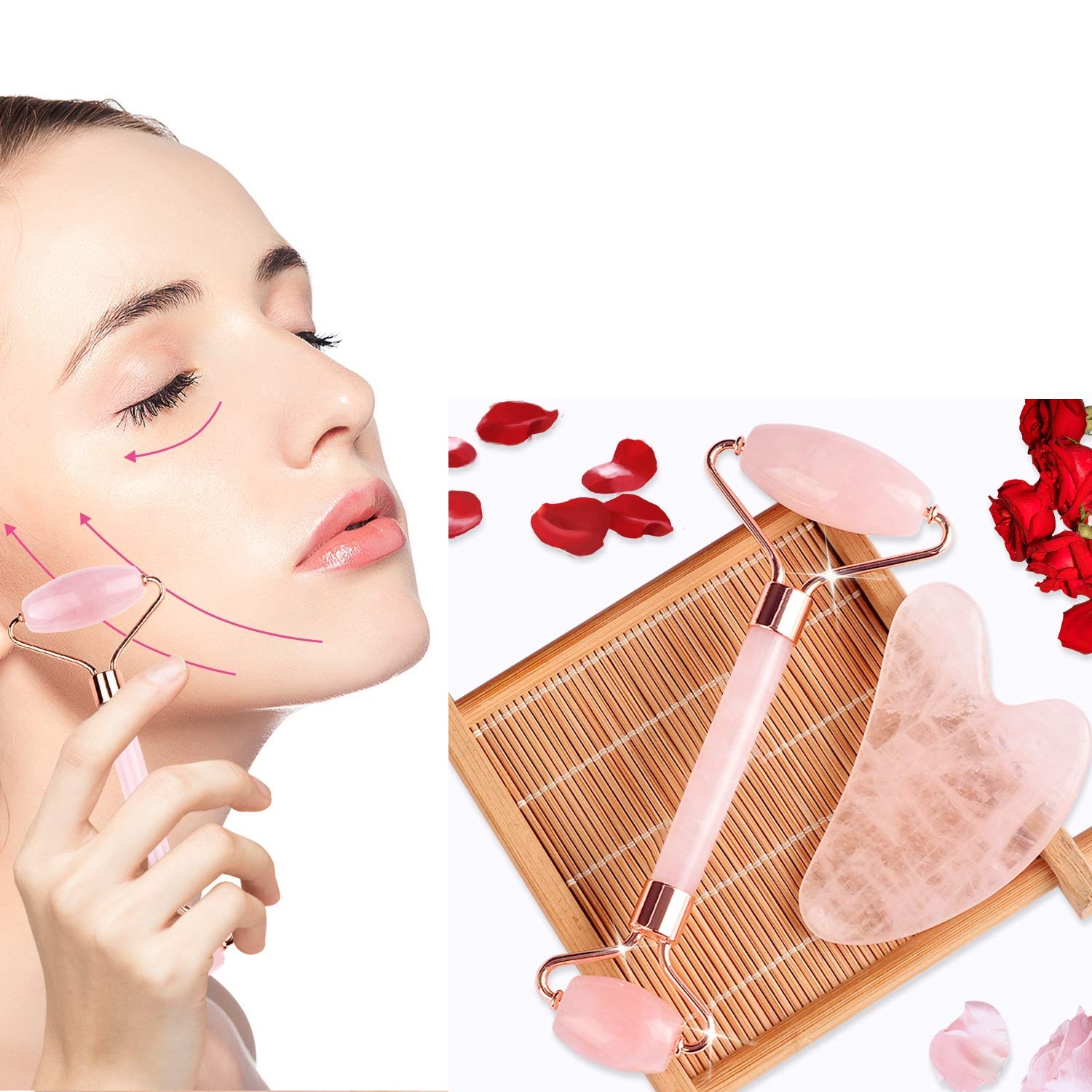 face massage roller and stone