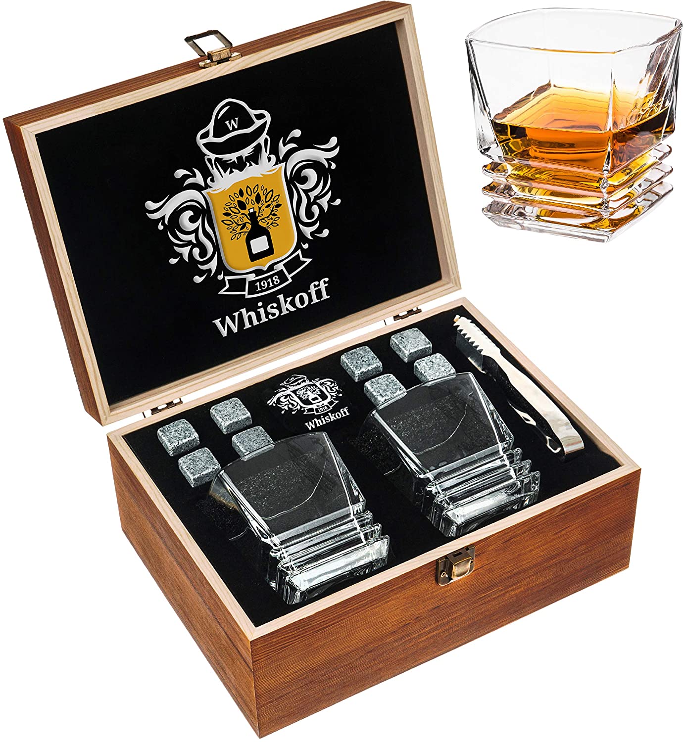 whiskey glass stone set