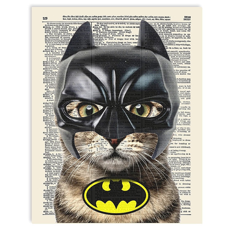 bat cat art print