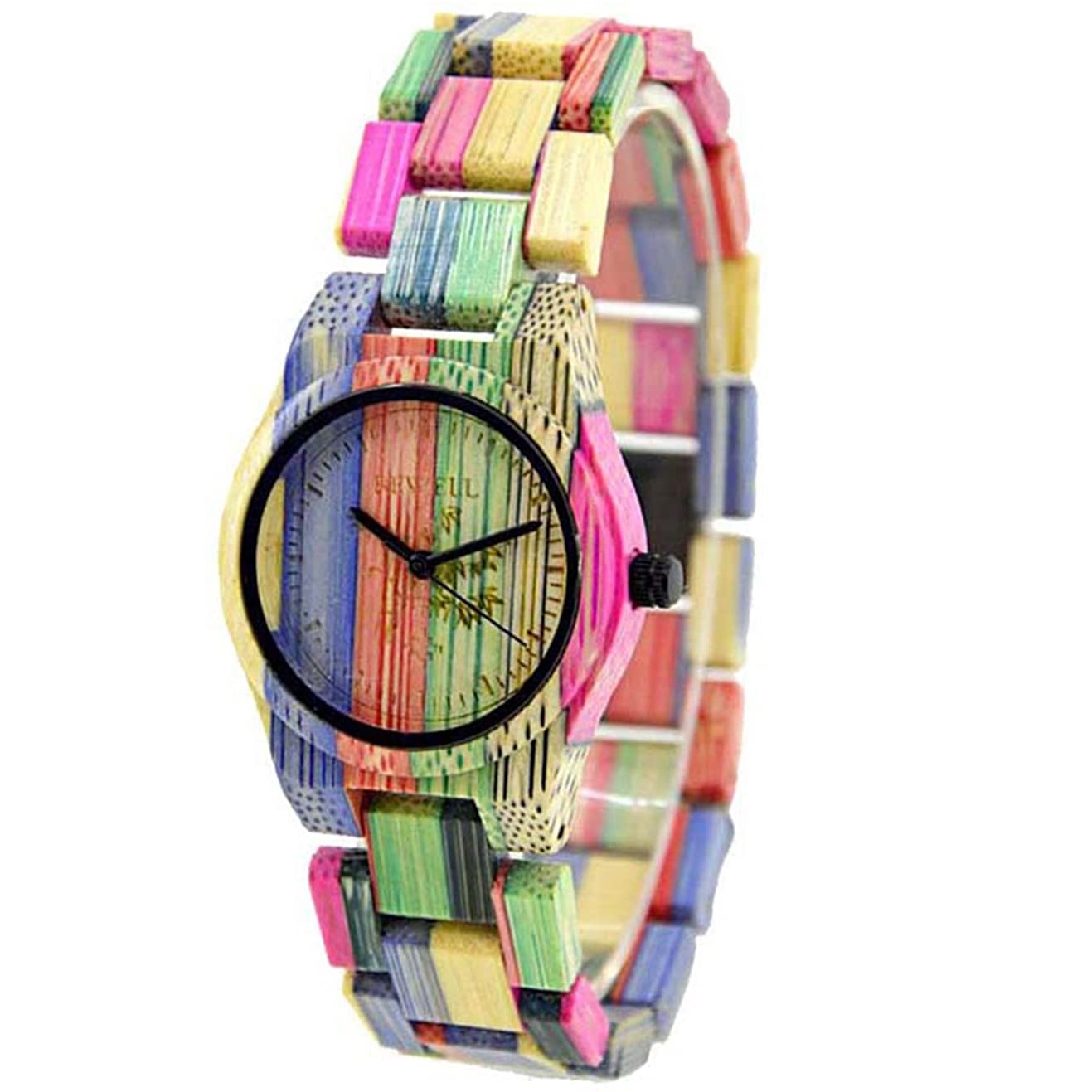 Rainbow bamboo watch