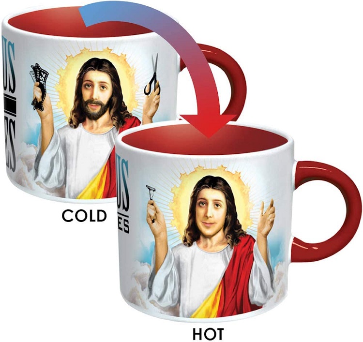 jesus shaves coffee mug