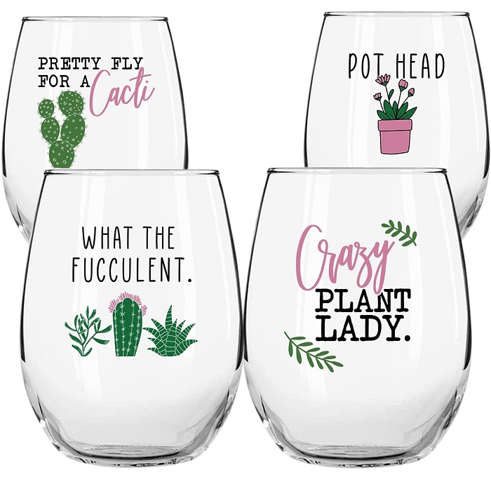 plant wine glass set